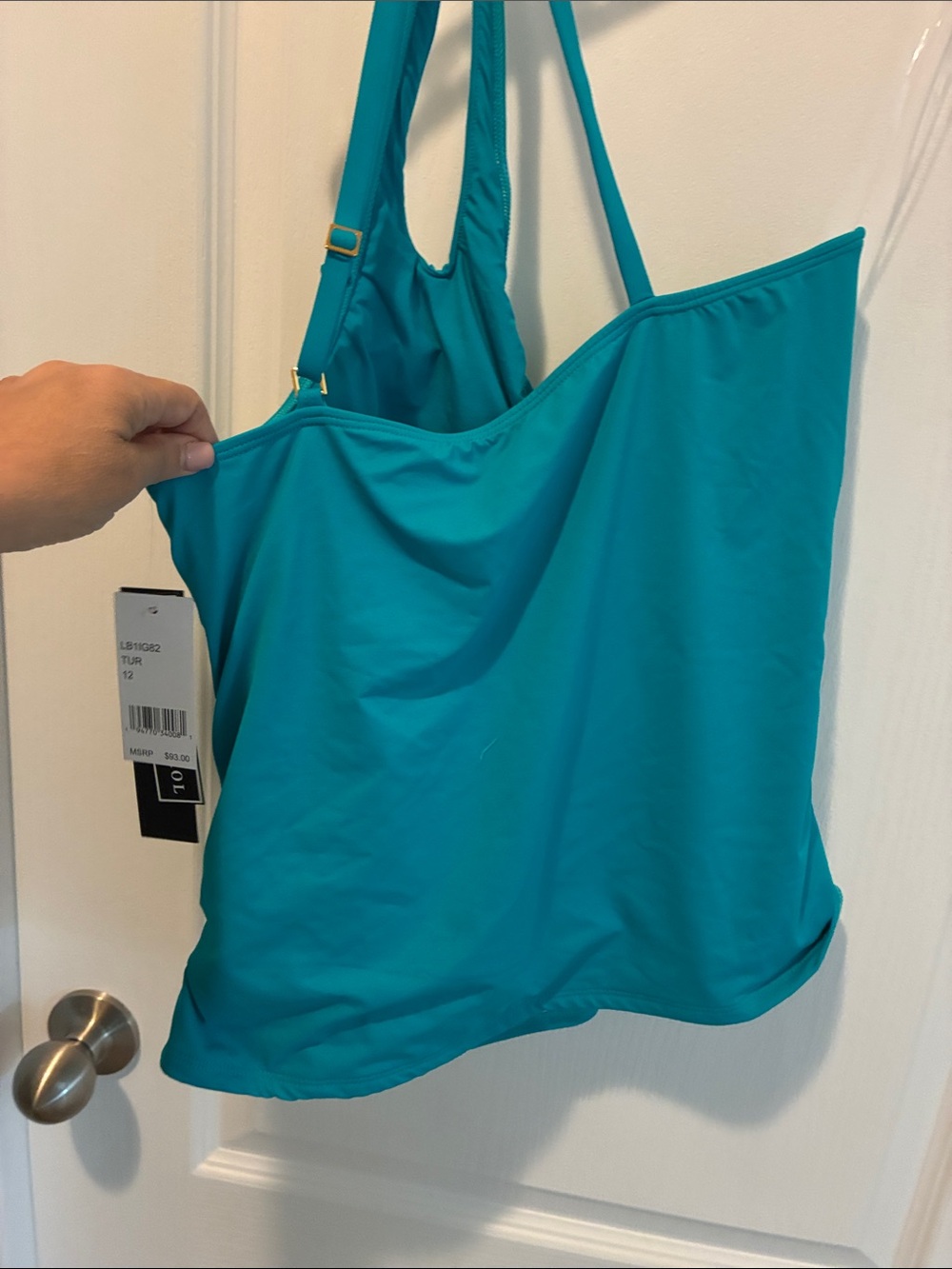 La Blanca Teal One-Shoulder Tankini Top - Picture 3 of 3